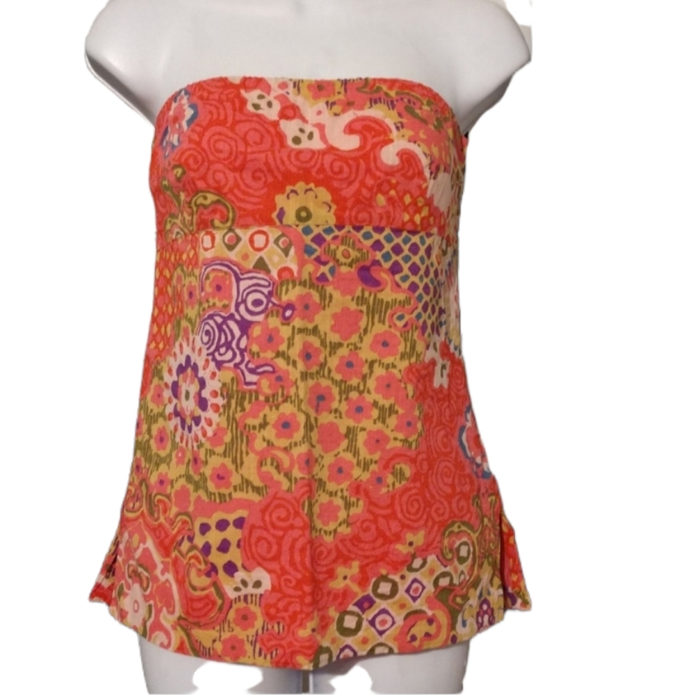 J. Crew Sleeveless Orange Boho Design Summer Top sz Medium